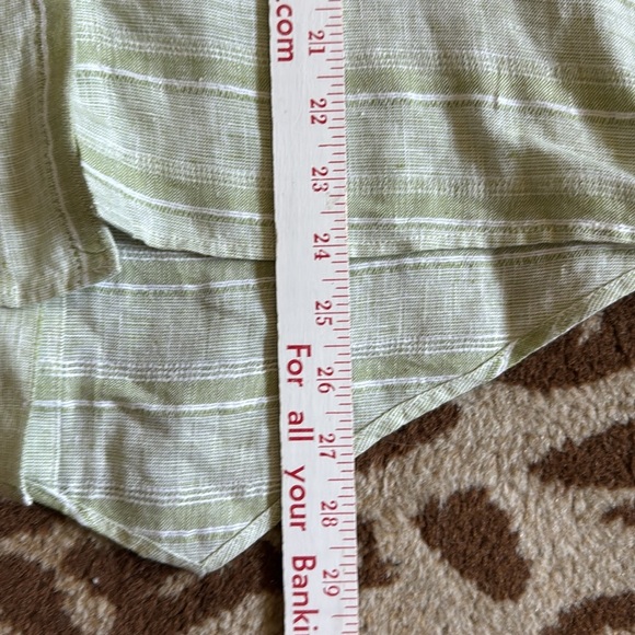 Habitat Contrast Striped Linen Button Front Blouse Top Womens L Lagenlook Beach - Picture 8 of 9